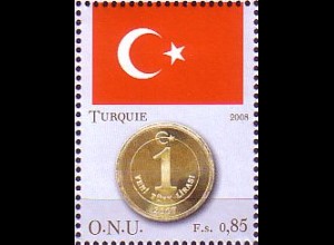 UNO Genf Mi.Nr. 599 Flaggen und Münzen, Türkei (0,85)