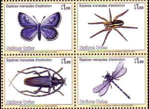 UNO Genf Mi.Nr. Zdr.640-43 Gefährdete Arten, Insekten und Spinnentiere