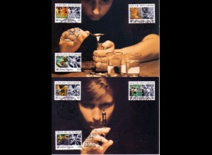 UNO Genf Mi.Nr. 156-57 + Wien 71-72 + NY 522-23 Kampf Drogenmißbrauch (2 Karten)