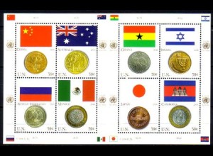 UNO New York Mi.Nr. Klbg.1033-40 Flaggen und Münzen (I)