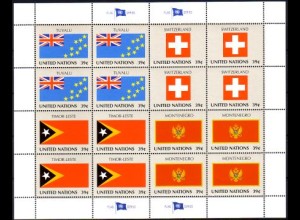 UNO New York Mi.Nr. Klbg.1041-44 Flaggen d Mitgliedsstaaten (XV) (mit 4x1041-44)