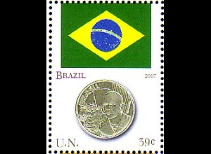 UNO New York Mi.Nr. 1049 Flaggen und Münzen, Brasilien (0,85)
