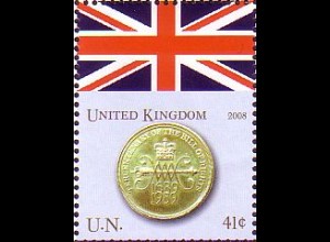 UNO New York Mi.Nr. 1083 Flaggen und Münzen, Vereinigtes Königsreich (0,85)
