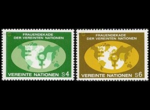 UNO Wien Mi.Nr. 9-10-Tab Frauendekade, Emblem vor Weltkugel (2 Werte)