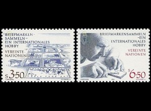 UNO Wien Mi.Nr. 60-61-Tab Briefmarkensammeln Internationales Hobby (2 Werte)