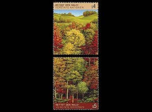 UNO Wien Mi.Nr. 81-82 Rettet den Wald, Herbstlicher Laubwald (2 Werte)