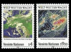 UNO Wien Mi.Nr. 92-93-Tab Welt Wetter Wacht, Satellitenaufnahmen (2 Werte)