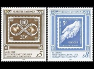 UNO Wien Mi.Nr. 121-122-Tab 40 J. Postverwaltung UNO (2 Werte)