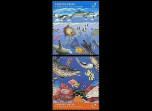 UNO Wien Mi.Nr. 127-128-Tab Saubere Meere, Meeresfauna und -flora (2 Werte)