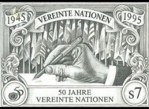 UNO Wien Mi.Nr. 186B 50 Jahre UNO. Unterzeichnung Charta, Flaggen geschn. (7)