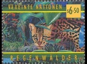 UNO Wien Mi.Nr. 264-Tab 50 Jahre WHO, Schutz d.Regenwälder, Ozelot (6,50)