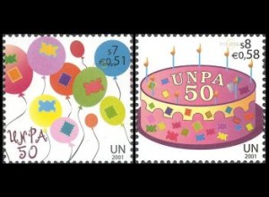UNO Wien Mi.Nr. 342-343 50 J. Postverwaltung UNO (UNPA) (2 Werte)