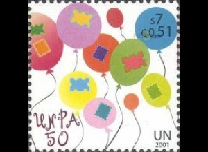 UNO Wien Mi.Nr. 342-Tab Postverw. UNO (UNPA), Luftballon mit Briefmarken (7S/0,5