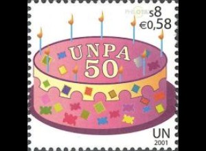 UNO Wien Mi.Nr. 343 Postverw. UNO (UNPA), Torte mit Briefmarken (8S/0,58€)