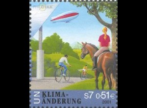 UNO Wien Mi.Nr. 347 Klimaänderung, Landschaft, Pferd Fahrrad (7S/0,51€)