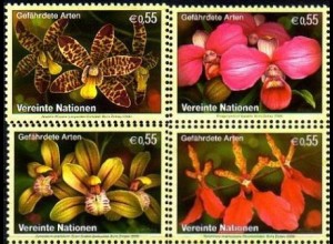 UNO Wien Mi.Nr. 435-38 Gefährdete Arten (XIII) Orchideen (4 Werte)