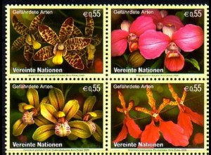 UNO Wien Mi.Nr. Zdr.435-38 Gefährdete Arten (XIII) Orchideen