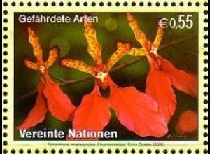 UNO Wien Mi.Nr. 438 Gefährdete Arten, Orchidee Renanthera imschootiana (0,55)