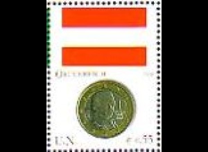 UNO Wien Mi.Nr. 480 Flaggen und Münzen, Österreich (0,55)