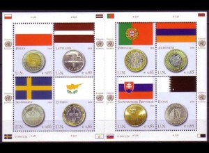 UNO Wien Mi.Nr. Klbg.530-37 Flaggen und Münzen (III) (mit 530-37)