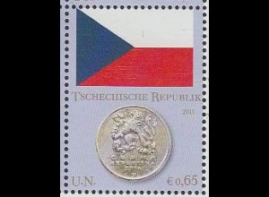 UNO Wien Mi.Nr. 696 Flaggen und Münzen (V), Tschechische Rep. (0,65)