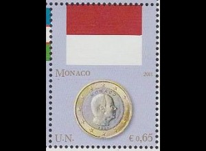 UNO Wien Mi.Nr. 698 Flaggen und Münzen (V), Monaco (0,65)