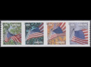 USA Mi.Nr. 4969-72IBG Freim. Flaggen, Jahreszahl 2013, skl. (Viererstreifen)