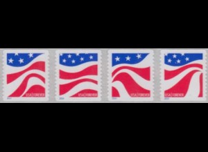 USA Mi.Nr. 5080-83 Freim. Flaggen, skl. (Viererstreifen)