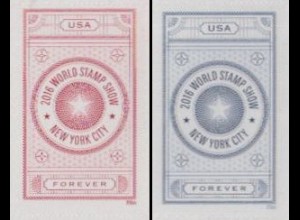 USA Mi.Nr. 5236-37 Int.Briefmarkenausstellg.New York 2016, skl. (2 Werte)