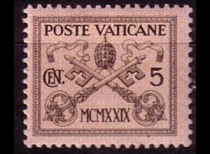 Vatikan Mi.Nr. 1 Freim. Päpstliches Wappen (5c)