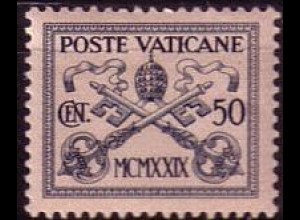 Vatikan Mi.Nr. 6 Freim. Päpstliches Wappen (50c)