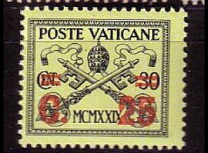 Vatikan Mi.Nr. 16 Freim. Päpstliches Wappen mit Aufdruck (25c a.30c)