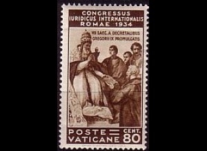 Vatikan Mi.Nr. 49 Juristenkongress, Papst Gregor IX., Fresko von Raffael (80c)