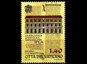 Vatikan Mi.Nr. 1644 Apostolische Bibliothek, Ort des IFLA-Kongresses (1,40)