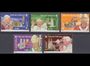 Vatikan Mi.Nr. 1721-25 Benedikt XVI, Reisen 2010 (5 Werte)