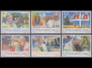 Vatikan MiNr. 1912-17 Reisen von Papst Franziskus (6 Werte)