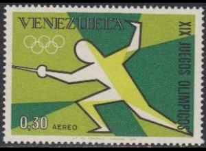 Venezuela Mi.Nr. 1749 Olympia 1968 Mexiko, Fechten (0,30)