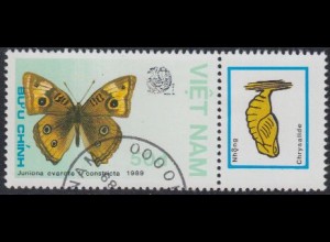 Vietnam Mi.Nr. 1991 Ausstellung INDIA'89, Schmetterling Juniona evarete (50)