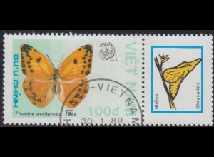 Vietnam Mi.Nr. 1994 Ausstellung INDIA'89, Schmetterling Phoebis avellaneda (100)