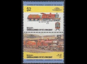 St.Vincent-Grenadinen-Bequia Mi.Nr. Zdr.88-89 Lokomotiven, No.737 (2 Werte)