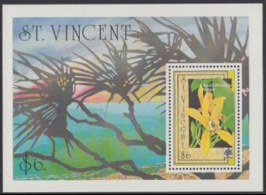 St.Vincent Mi.Nr. Block 107 Int.Gartenbauausstellung EXPO'90, Vanilla Planifolia