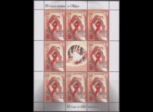 Weißrußland Mi.Nr. Klbg.856 30 Jahre Kampf gegen Aids (m.8x856)