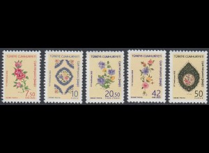 Türkei MiNr. (noch nicht im Michel) Blumenminiaturen, Off. Postage Stamps (5 Werte)