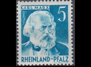 D,Franz.Zone,Rheinl.Pfalz Mi.Nr. 34I Freimarke o.Wertang., Karl Marx (5 (Pf))