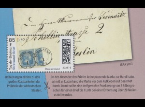 D,Bund Mi.Nr. Block 91 Tag der Briefmarke 2023, Stralsund-Brief