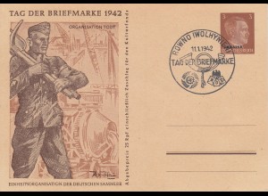 Dt. Besetzung, Ukraine, Mi.Nr. P 4b/04 Tag d. Briefmarke 1942 Organisation Todt