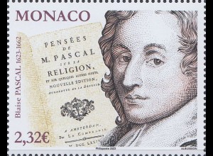 Monaco Mi.Nr. (noch nicht im Michel), 400. Geburtstag Blaise Pascal (2,32)