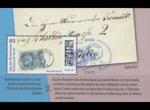 D,Bund Mi.Nr. Block 91 Tag der Briefmarke 2023, Stralsund-Brief