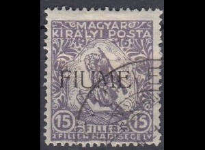 Fiume Mi.Nr. 4 I Marke aus Ungarn (Kriegshilfemarke Mi.Nr. 184) mit Aufdruck