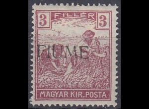 Fiume Mi.Nr. 9 I Marke aus Ungarn (Schnittertype Mi.Nr. 191) mit Aufdruck
